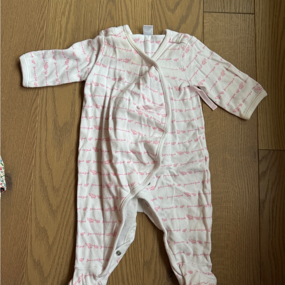 Janie and Jack Pink and White Footie One Piece
